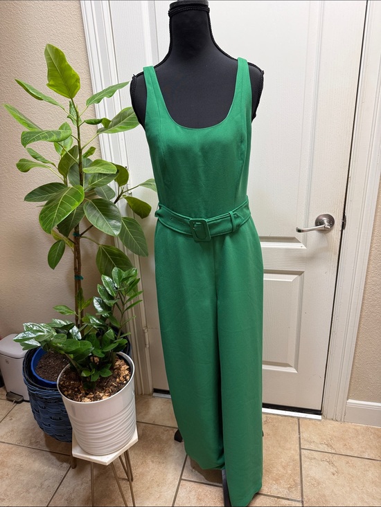 Banana Republic Pants - Banana Republic Emerald Green Belted Sleeveless Jumpsuit Size 4